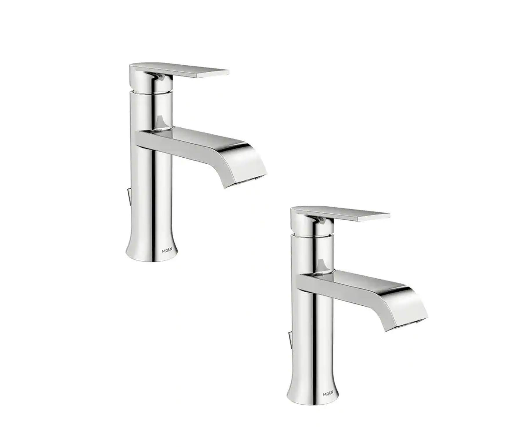 26ddd0cb19c8ed555834527fd7b9c961d72cd634f8d101fc21a76f43fcaf0db1.jpg Moen Genta Single Hole Single-Handle Bathroom Faucet in Chrome (2-Pack) WS84760-SM-2PK - Image 1