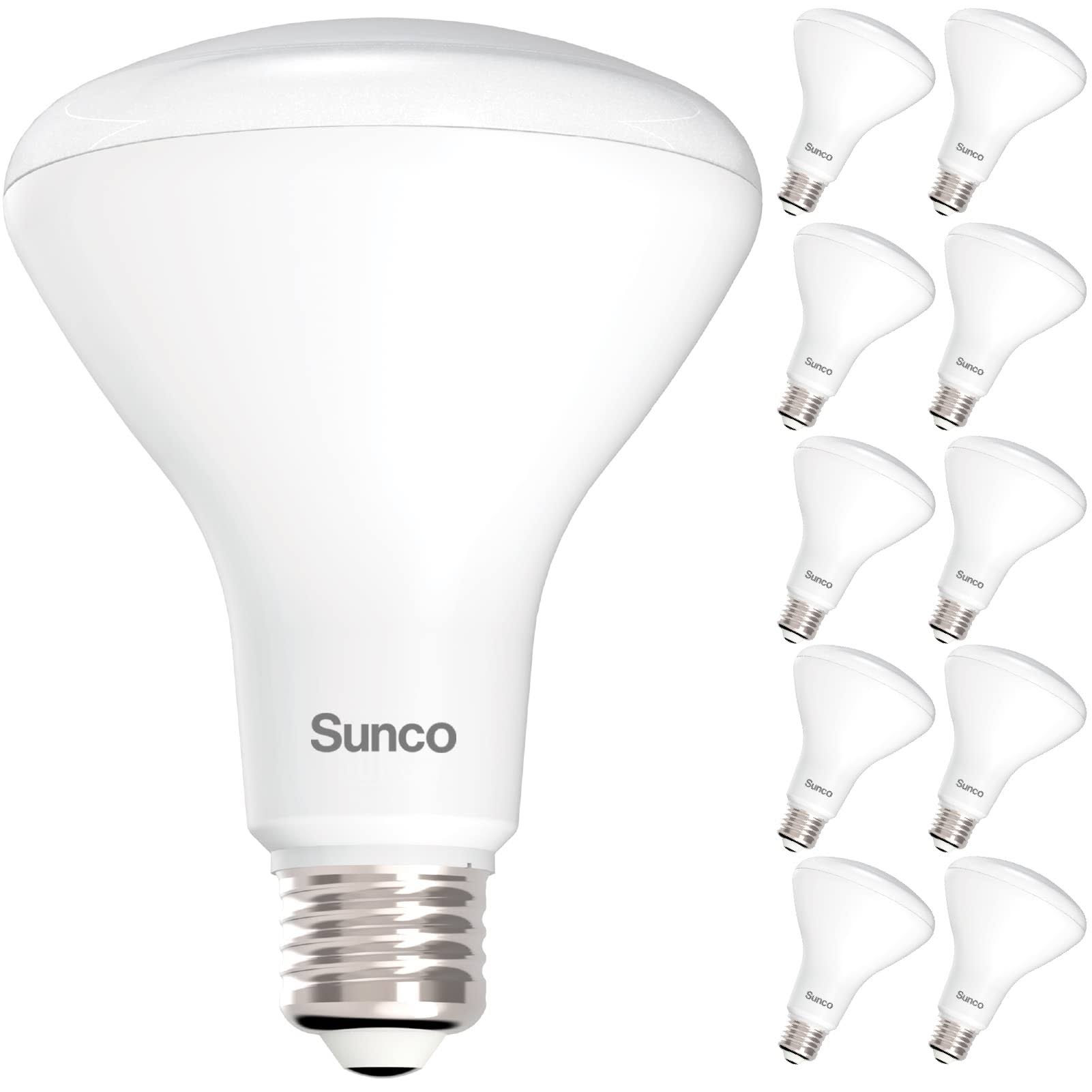 26fc626bb25dd6af7427d86fed2e0bf918799405a6743b90ee570d22da2b97c2.jpg Sunco Lighting 10 Pack BR30 LED 11watt 65W Equivalent 5000K Daylight Dimmable Indoor Outdoor 850 Lumens Flood Light Bulb UL Listed - Image 1
