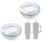 2 Pack 40 oz Tumbler Lid Compatible for Stanley Quencher, Spill Proof Splash Resistant Stainless Steel Tumbler Covers Fit for Stanley and More