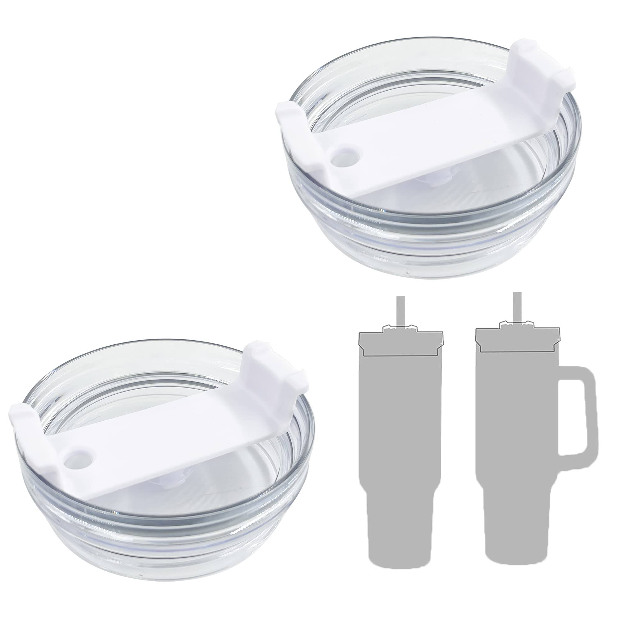270b686294b787470338fa8278f72f0c038bdd9406a0c1b3539ffdaceacbc87d.jpg 2 Pack 40 oz Tumbler Lid Compatible for Stanley Quencher, Spill Proof Splash Resistant Stainless Steel Tumbler Covers Fit for Stanley and More - Image 1