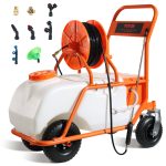 VEVOR Battery Powered Lawn Sprayer on Wheel, 0-90 PSI Adjustable Pressure, 15 Gallon Tank, Cart Sprayer with 8 Nozzles and 2 W