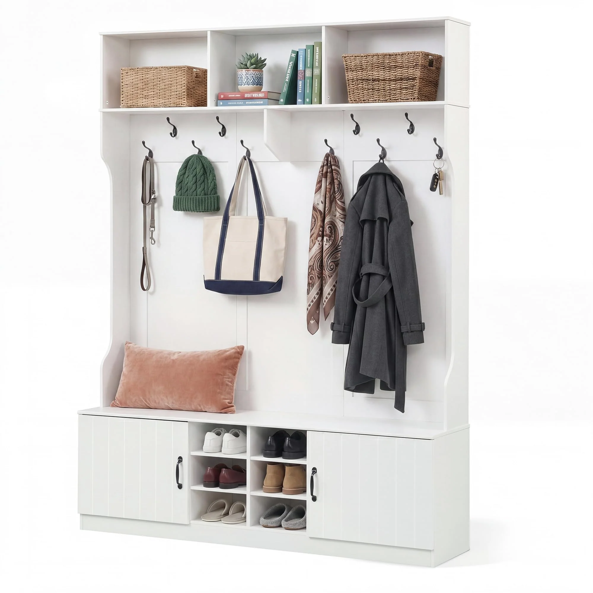 27295395516bd37beb620cb1b30cb0dc7aa7edd469ce0f36bc22a7d1e9f1efc0.webp Tangkula Hall Tree with Bench and Shoe Storage - Image 1