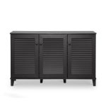 Baxton Studio Warren 3-Door Shoe Storage Cabinet, Dark Brown