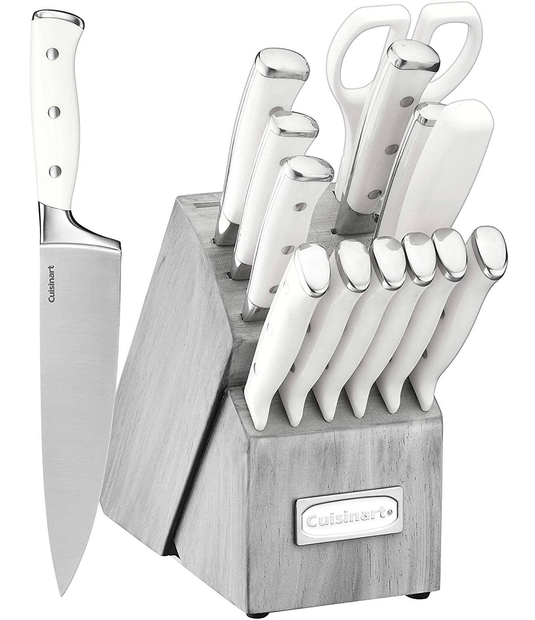 277c777cee9b8dc4fb1be1c452c43b6153e422f1464828a0726b82597ca28c1e.jpg Cuisinart Classic Cutlery 15-Piece White Triple Rivet Block Set - Image 1