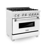 ZLINE 36 in. Professional Dual Fuel Range in DuraSnow Stainless Steel with White Matte Door (RAS-WM-36)