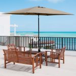 Outsunny 6.6' x 10' Rectangular Market Umbrella, Patio Outdoor Table Umbrella with Crank and Push Button Tilt, Coffee, Brown