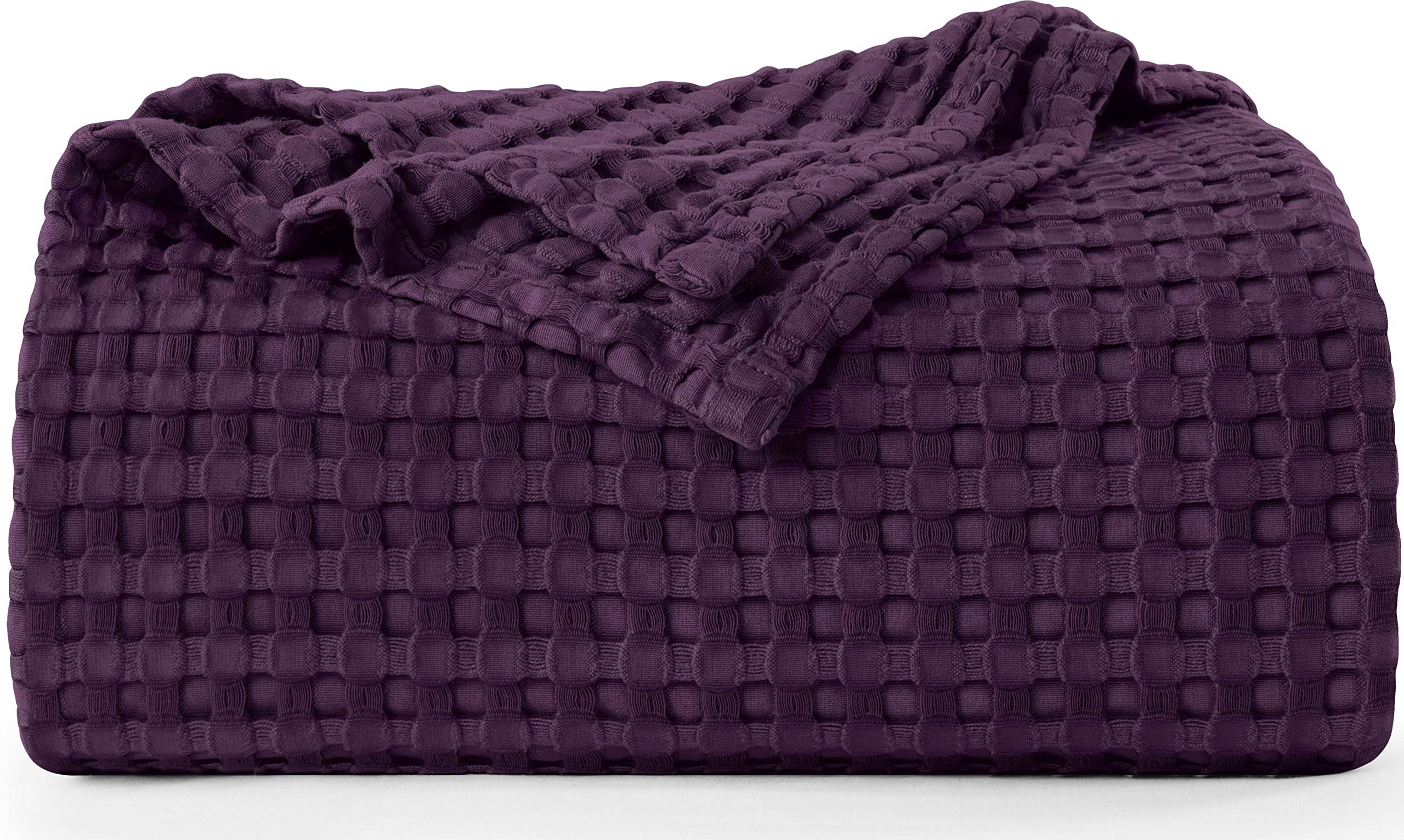 27a7a0077479660eaacfc2fda899f20f40dd2900ad227a3ec748aed4c36d06bf.jpg Utopia Bedding Cotton Waffle Blanket 300 GSM (Plum - 90x72 Inches) Soft Lightweight Breathable Bed Blanket Twin Size Layering An - Image 1