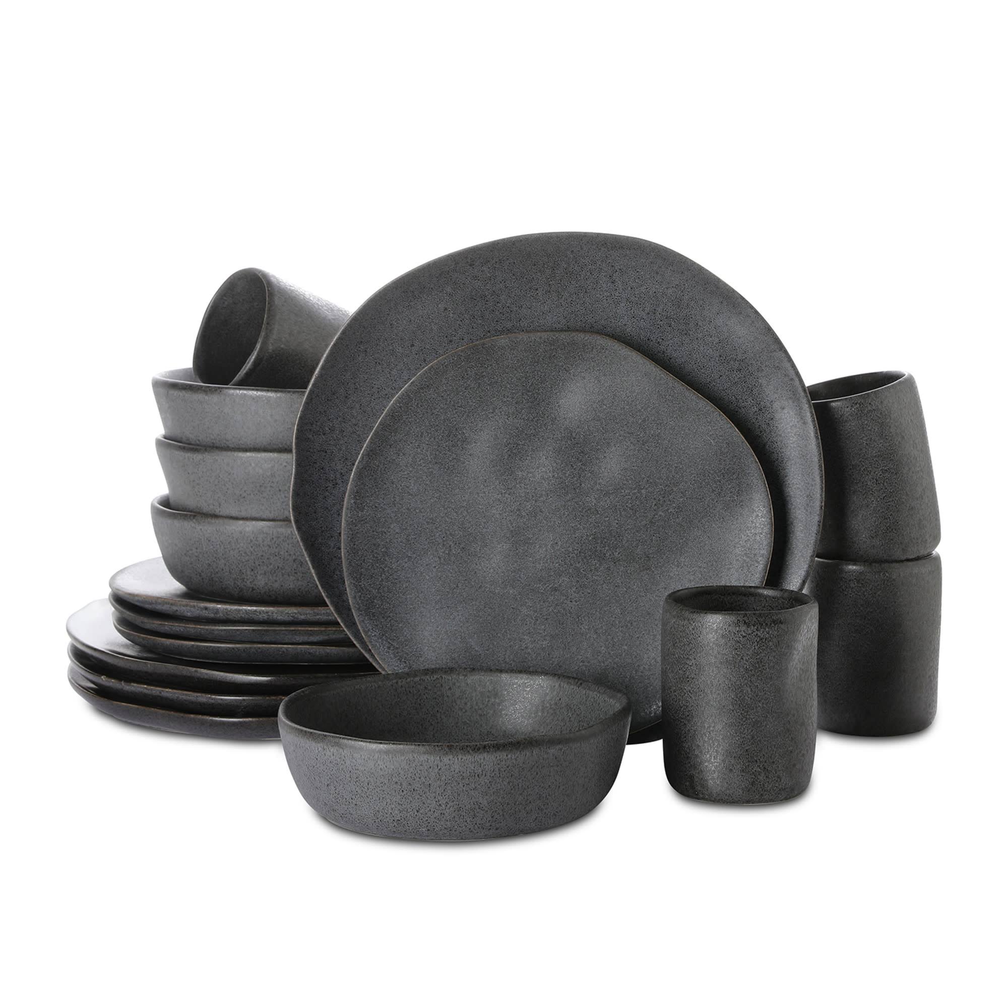 27ce71f08b91fdf4b850b69464922e576cec37b3d0540419942cad6527e8e9bc.jpg Stone by Mercer Project Hekonda Stoneware 16-Piece Dinnerware Set, Gray - Image 1