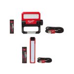 Milwaukee 2114-21-2112-21 550 Lumens LED Rechargeable Pivoting Flood Light & 445 Lumens LED Rover Rechargeable Pocket Flood Light (2-Pack)