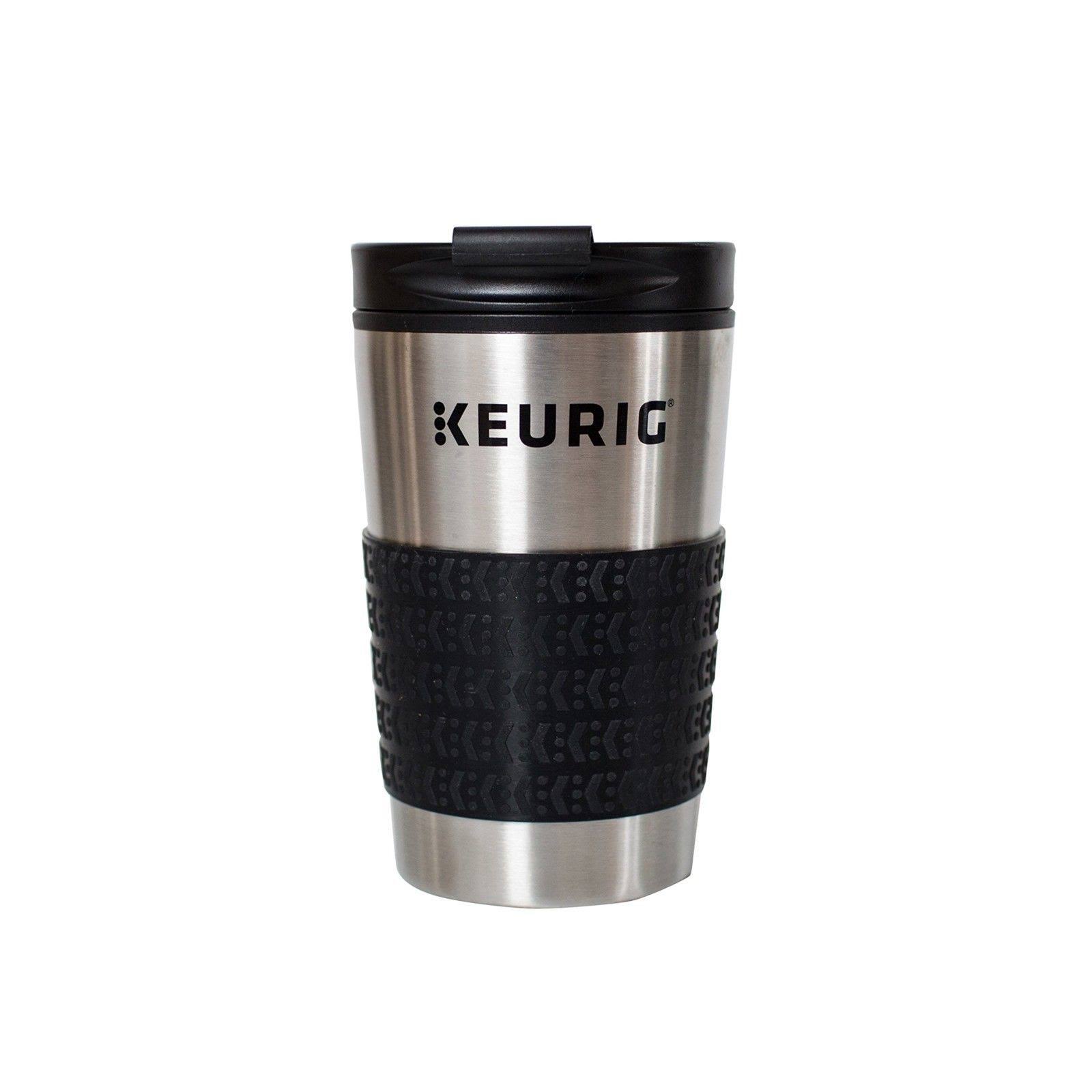 27f5eadc80db8a4275d6304565d5727407344bc8aeb91f39a40eaaafc463db68.jpg Keurig Stainless Steel Travel Mug, Silver/Black, 12 oz - Image 1
