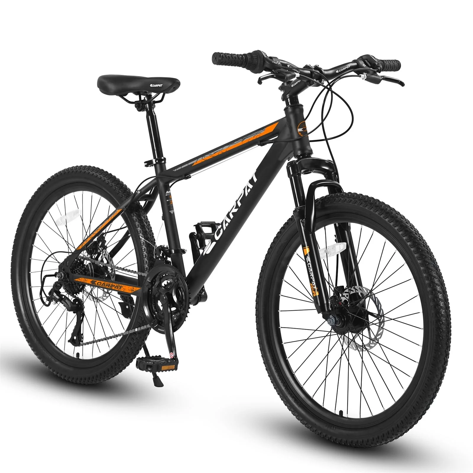 27fe8bd6220cf82f09b1a023e44f94ae81e5ed79a2d6350641b6b3dd06f127f3.webp 26" Mountain Bike for Adult, 21 Speed MTB with High - Carbon Steel Frame, Orange - Image 1