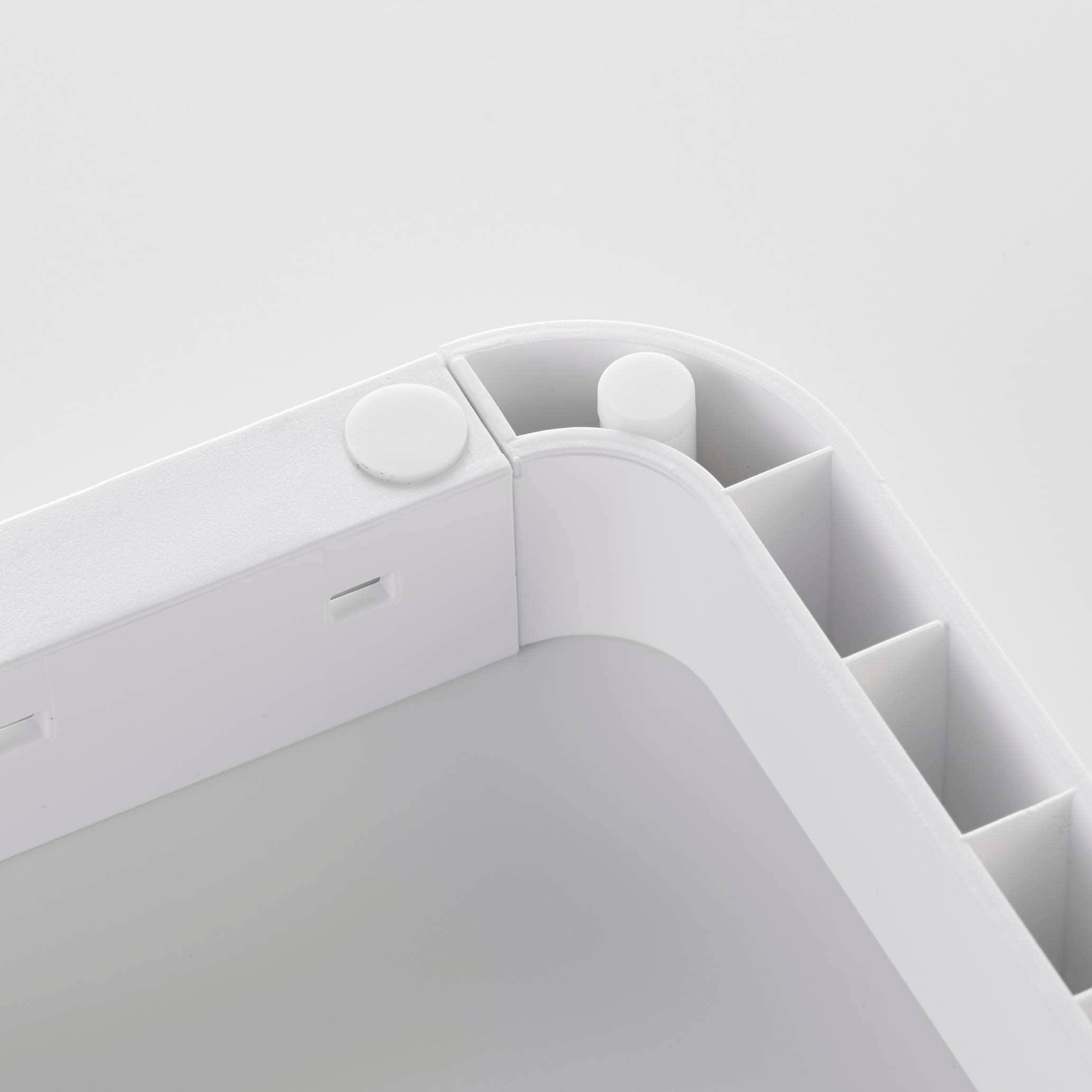 28177e04f602310c8ae56baf91e7d27c456f61f0447c02217018674d228dc9ca.jpg Yamazaki Home Tower Adjustable Lid Pan Organizer White - Image 1