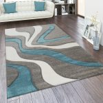 Paco Home Designer Area Rug with Contour Cut and Modern Wave Pattern 2' x 3'7 inch - grey-blue, Size: 2' x 3'7 - Grey-Blue