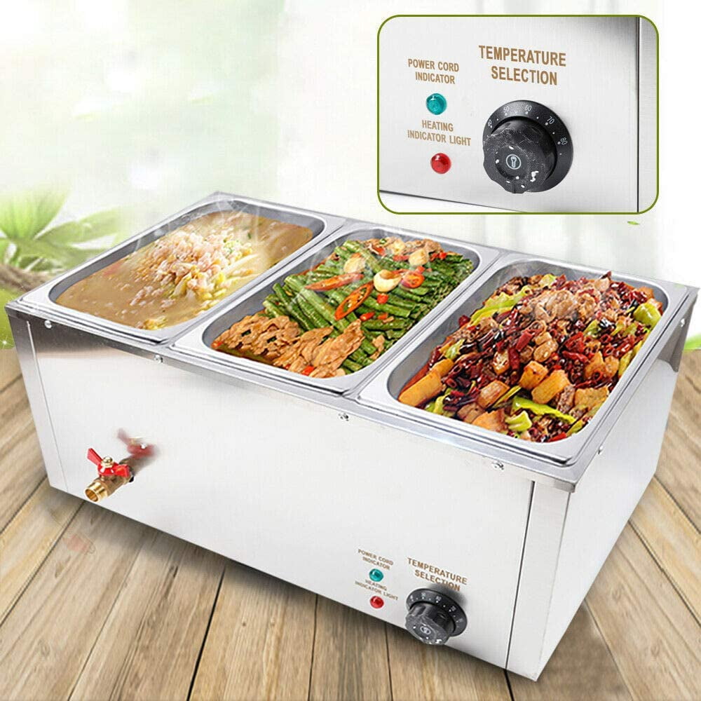 2833e534f89e5dda6362291c19d6a40b492caca37fbe27051c37ed829bd6727e.jpg 3¡Á7L Commercial Food Warmer Electric Table Countertop Steamer Large Capacity Stainless Steel Soup Station - Image 1