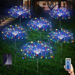 Maleyt 6 Pack Solar Garden Lights, Firework Lights, Solar Lights Decorative, 8 Lighting Modes with Remote 120 LED Twinkling Waterproof Landscape