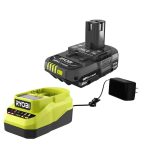 Ryobi PSK005 One+ 18V Lithium-Ion 2.0 Ah Compact Battery and Charger Starter Kit