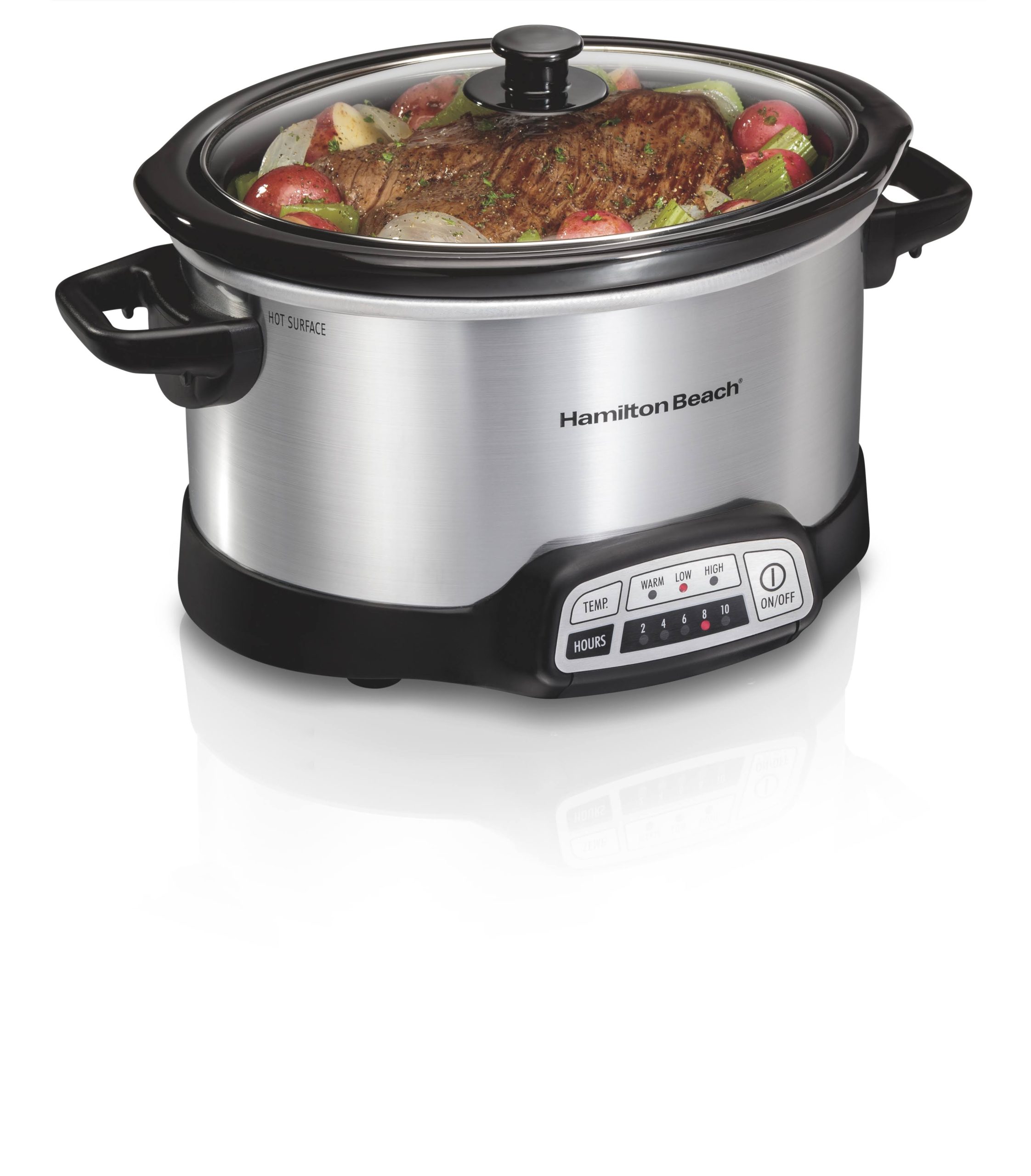 2854c0512d701953572b258561064cc753428331798034ef92fc49b1a33eb89f.jpg Hamilton Beach Programmable 4-Qt. Slow Cooker - Silver - Image 1