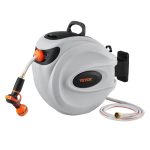 VEVOR Retractable Hose Reel Water Hose Reel 65'x5/8" 180 Swivel Wall-Mounted