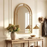 Tangkula 35" x 23" Gold Arched Wall Mirror (Arched)