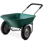 Best Choice Products Dual Wheel Home Wheelbarrow Yard Garden Cart, Green