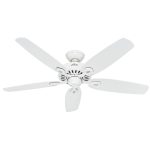 Hunter Builder Elite Energy Star 52" Ceiling Fan - Snow White - Snow White Blades
