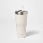 30oz Stainless Steel Straw Tumbler Cream - Embark