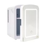 Paris Hilton Mini Refrigerator and Personal Beauty Fridge, Mirrored Door with Dimmable LED Light, Thermoelectric Cooling and Warming Function for