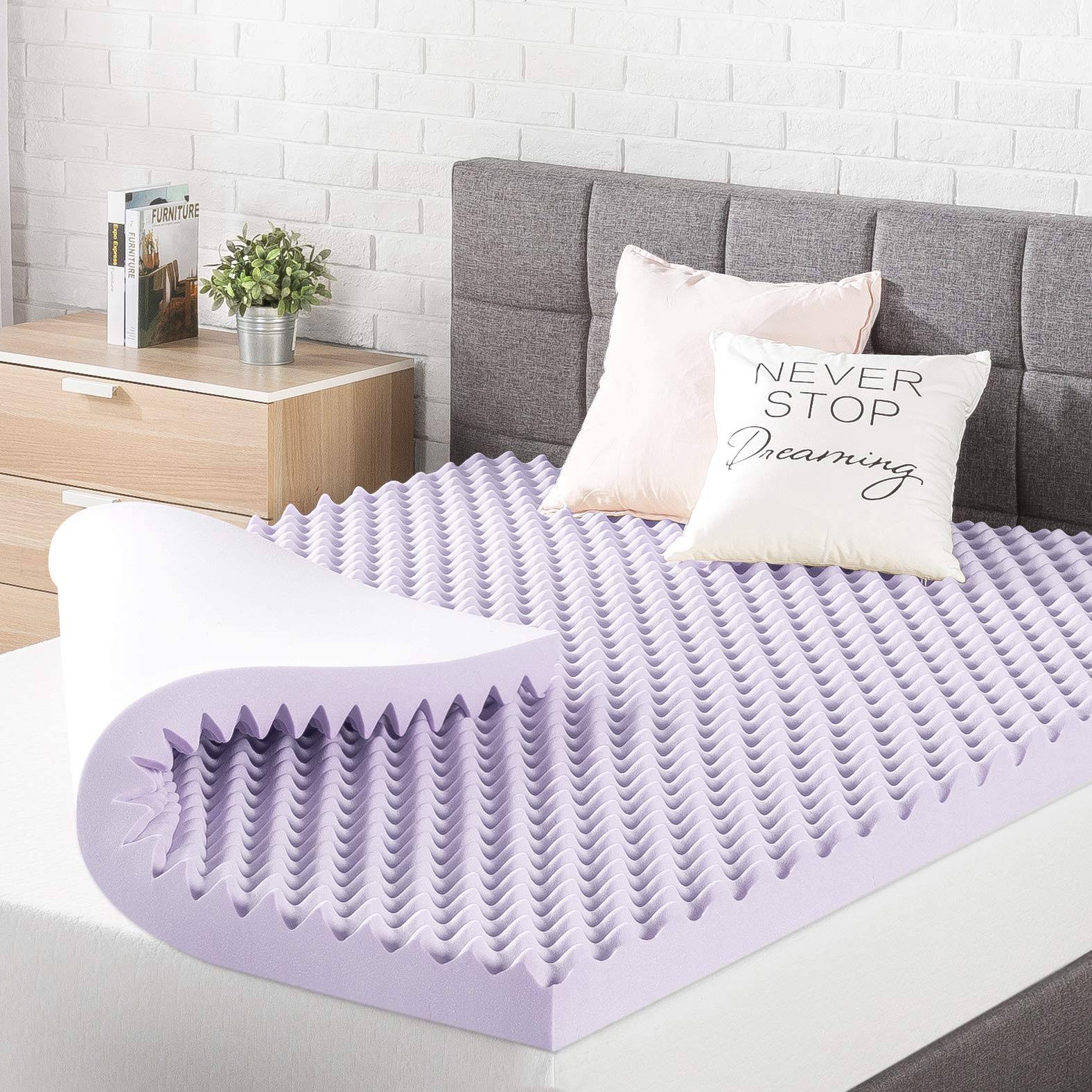 28efee129f59885aa3657fd113fa9cdc6608d9edbd34cf9450dce136113bc075.jpg Best Price Mattress Twin Mattress Topper - 3 inch Egg Crate Memory Foam Bed with - Image 1