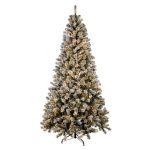 (B36) Pre-Lit LED Flocked Monterey Fir Tree, 7', Green, Sold by at Home