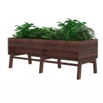Veikous 70 in. L Carbonized Oversized Wooden Raised Garden Bed with Funnel Design and Liner