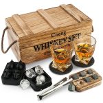 Whiskey Gifts for Men, Whiskey Stones Gift Set,10 oz Whiskey Glasses Set of 2 + Man Crates, Scotch Bourbon Gifts for Him Husband Dad Birthday