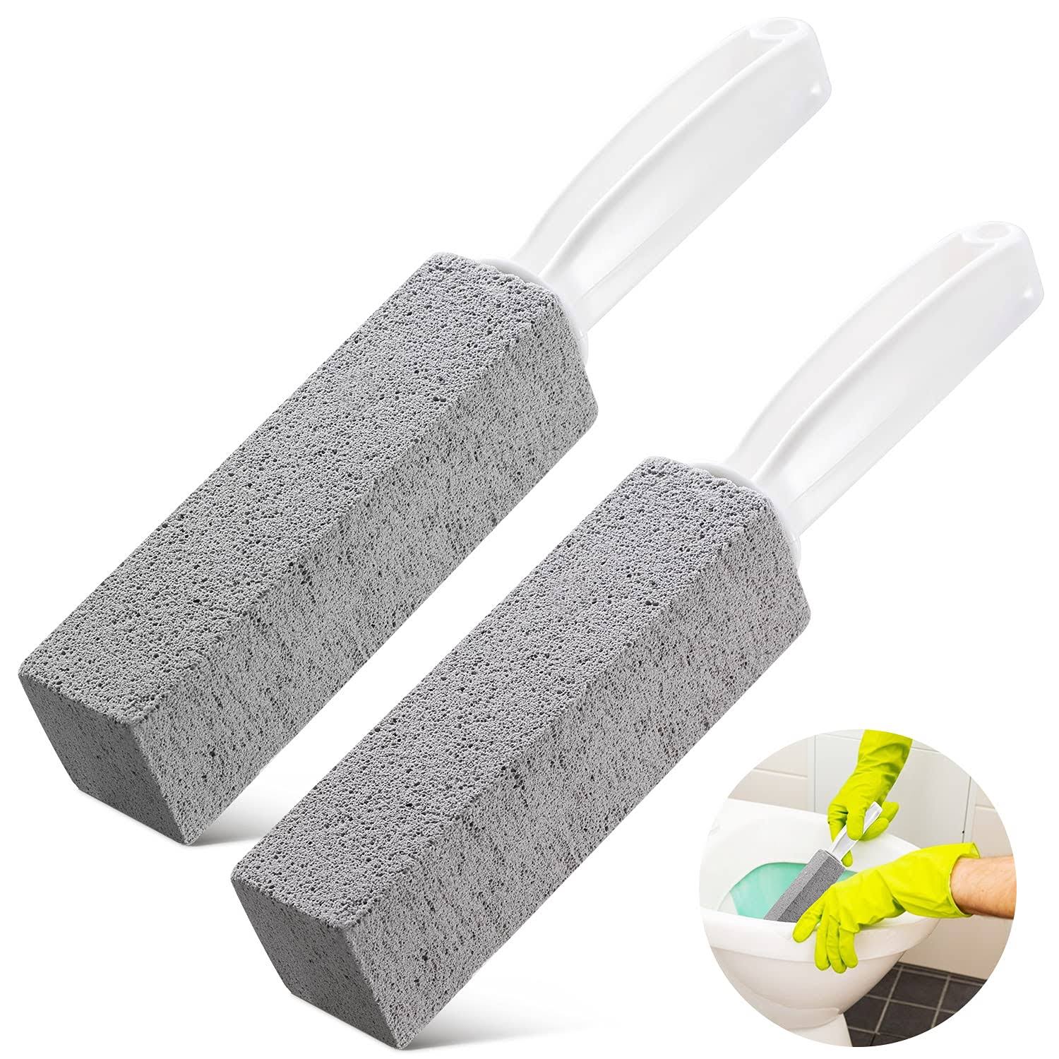 2936c9c6fe2cffa13a4b814fb92745245ee8ee6faf274e3d3867a78e3d304f6b.jpg Kadden 2 Pack Toilet Cleaner Hard Water Build Up Remover with Ergonomic Handle, Toilet Bowl Stain Ring Remover, Pumice Stone Toilet Cleaner Tool Stain - Image 1