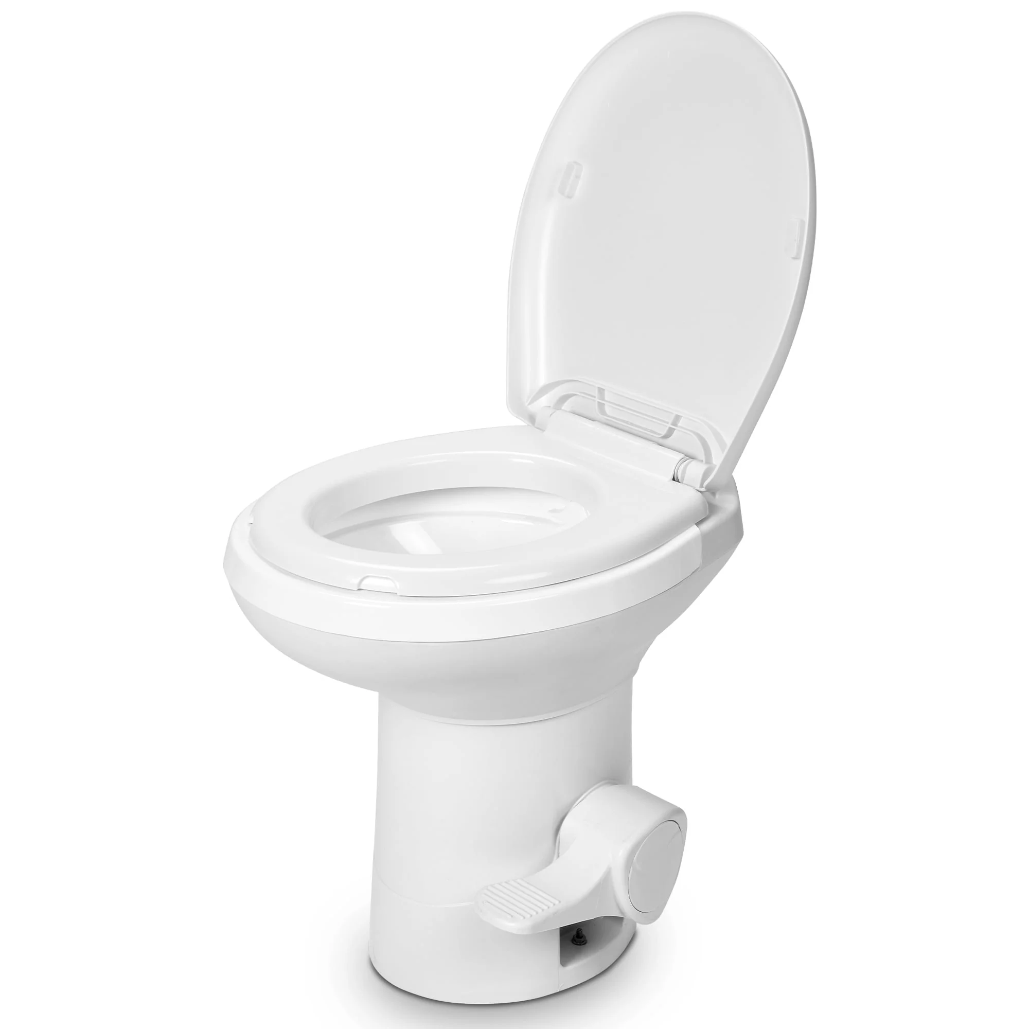 295209e2d02803f5d9e236b101d3cd19f0048b4cb98798ff0c5f80e9a7dbc37d.webp Dextrus Portable RV Toilet with Pedal Flush, Gravity Flush Toilet High Profile for Caravan Travel, Camping, Boating, White - Image 1