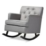 Baxton Studio Bethany Modern and Contemporary Gray Fabric Upholstered Button - Tufted Rocking Chair
