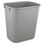 Rubbermaid Deskside Plastic Wastebasket, Rectangular, 3.5 gal, Gray