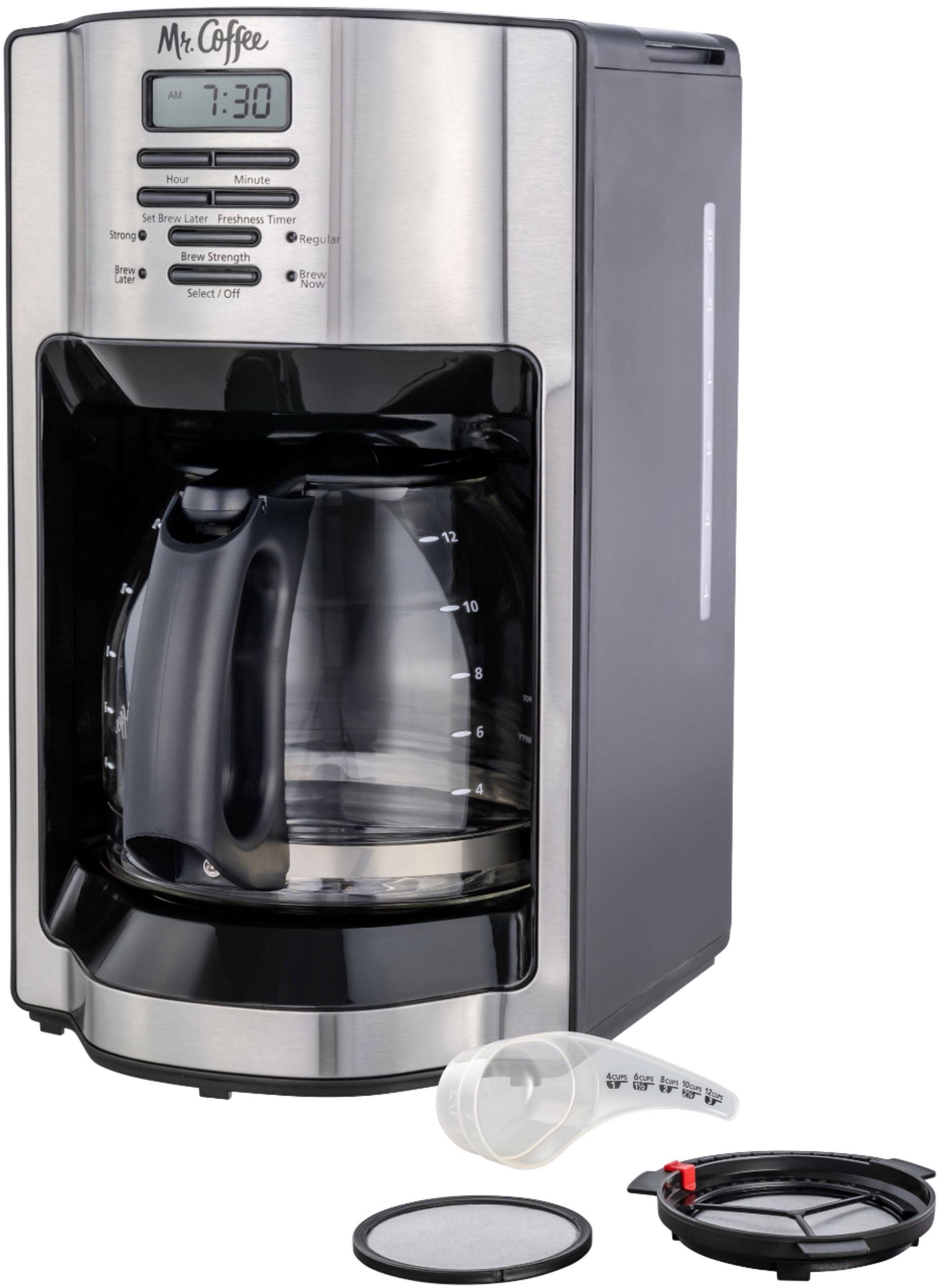 2974b01254f6e19555c5a7ceb16351481af8a70f0ee6e6cdb5d1fb441582f12c.jpg Mr. Coffee 12-Cup Programmable Coffee Maker with Rapid Brew System - Stainless Steel - Image 1
