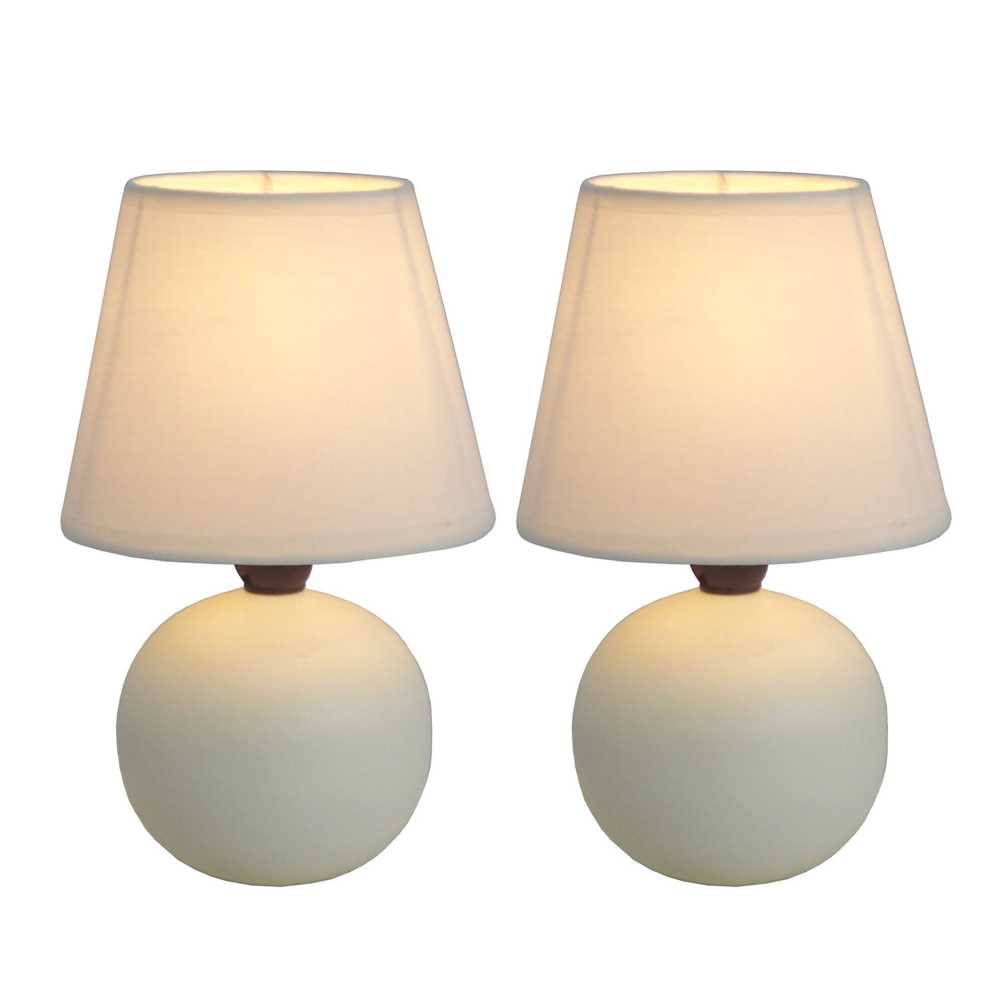 29923867f4ae1708ffb6f0f63e7fe794c8741ea7d91d751ff0e85dfe03814871.jpg Simple Designs Mini Ceramic Globe Table Lamp 2 Pack Set - Off White - Image 1