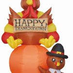 GOOSH 6 ft Height Thanksgiving Inflatables Turkey on Pumpkin & Little Turkey, Blow Up Yard Decoration Clearance with LED Lights
