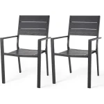 AECOJOY 2 Pieces Outdoor Dining Chairs, Aluminum Frame Stackable Patio Chair