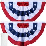 American Flag Bunting Patriotic Pleated Fan Flag USA Flags with Brass Grommets and Zip Ties for 4th of July Memorial Day Decoration Outdoor (2, 2x4