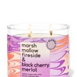 Bath & Body Works Accents | Nwt Bath & Body Works Marshmallow Fireside & Black Cherry Merlot 3 Wick Candle | Color: Pink/Purple | Size: Os | Bebe0909'