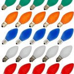 Creative Hobbies 25 Pack C7 LED Multicolor Replacement Light Bulbs for Christmas Light Strings, 0.7W Ceramic LED Vintage Light Bulbs for C7 Outdoor String Lights,