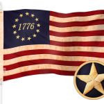 G128 Betsy Ross 1776 Tea-Stained Flag | 3x5 ft | ToughWeave Pro Series Embroidered 420D Polyester | Historical Flag, Embroidered Design, Indoor