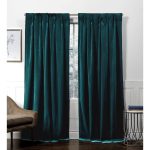 54"x108" Velvet Back Tab Light Filtering Window Curtain Panels Teal - Exclusive Home