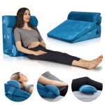 Lunix LX8 Adjustable 4pcs Orthopedic Bed Wedge Pillow Set, Post Surgery 100% Memory Foam for Back, Neck, Leg Pain Relief Sitting Pillow for Acid