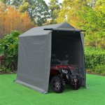 Gardesol Storage Shelter, 6x8 ft Outdoor Portable Shed Carport with Roll-Up Zipper Door for Bike, ATV, Motorcycle Shelter, Gray, Size: 6' x 8'