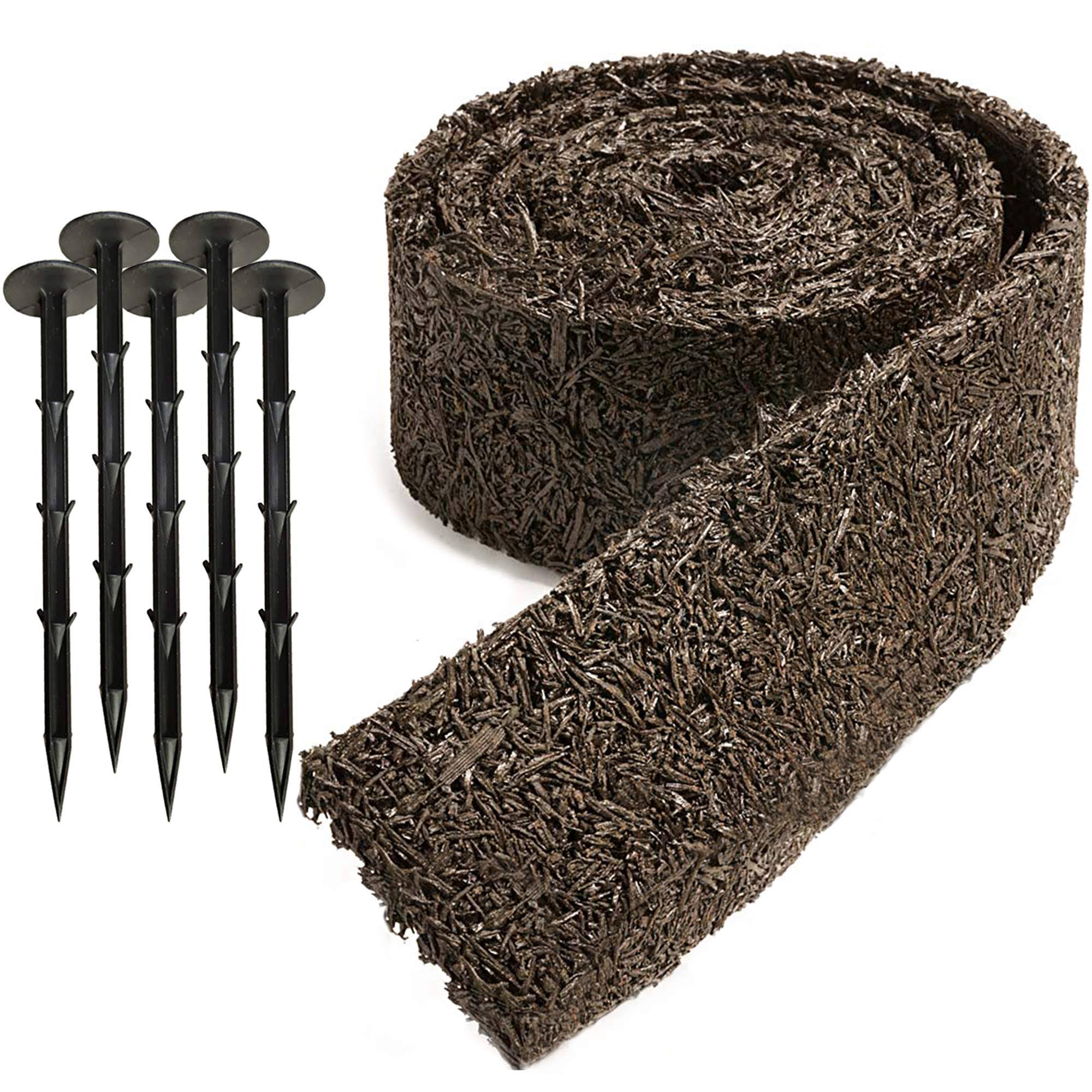 2a0772486aacb29395c2d3901c40dc00703f773584f7648e1f242edf543a6e34.jpg Zyppio Black Rubber Mulch for Landscaping, 120�� x 4.5�� Roll, Natural-Looking Permanent Garden Barrier for Plants, Vegetables, and Flowers, Recycled - Image 1
