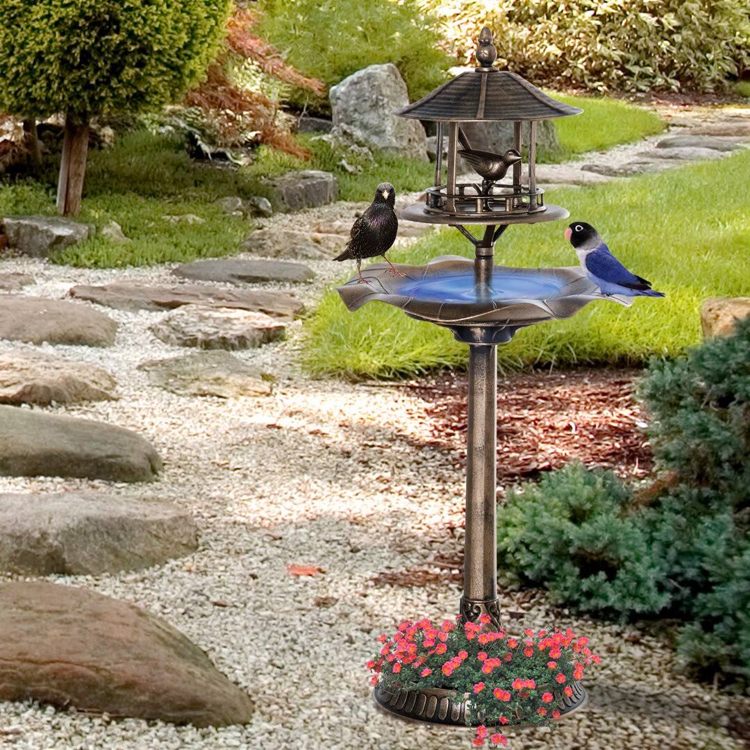 2a09fc62e7e9ee48308ce6b8d00efc80e3780390b8a163fba2719d2ef87c7905.jpg Adila 3-in-1 Birdbath Charlton Home Color: Bronze - Image 1