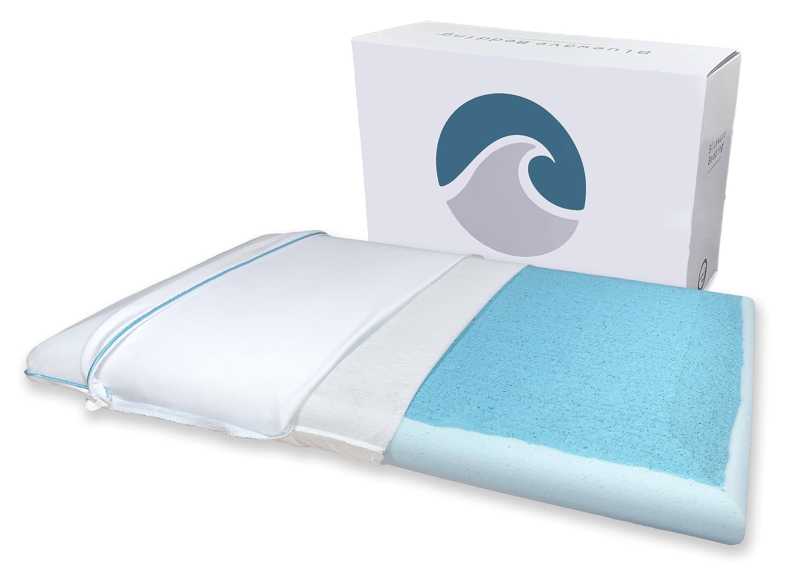 2a52e09f5135f49170a7308eb518139f4bc865f01e2163c36535e8d06236208e.jpg Bluewave Bedding Hyper Slim CarbonBlue Max Cool Gel Memory Foam Pillow for Stomach and Back Sleepers - Thin, Flat Design with Ad - Image 1