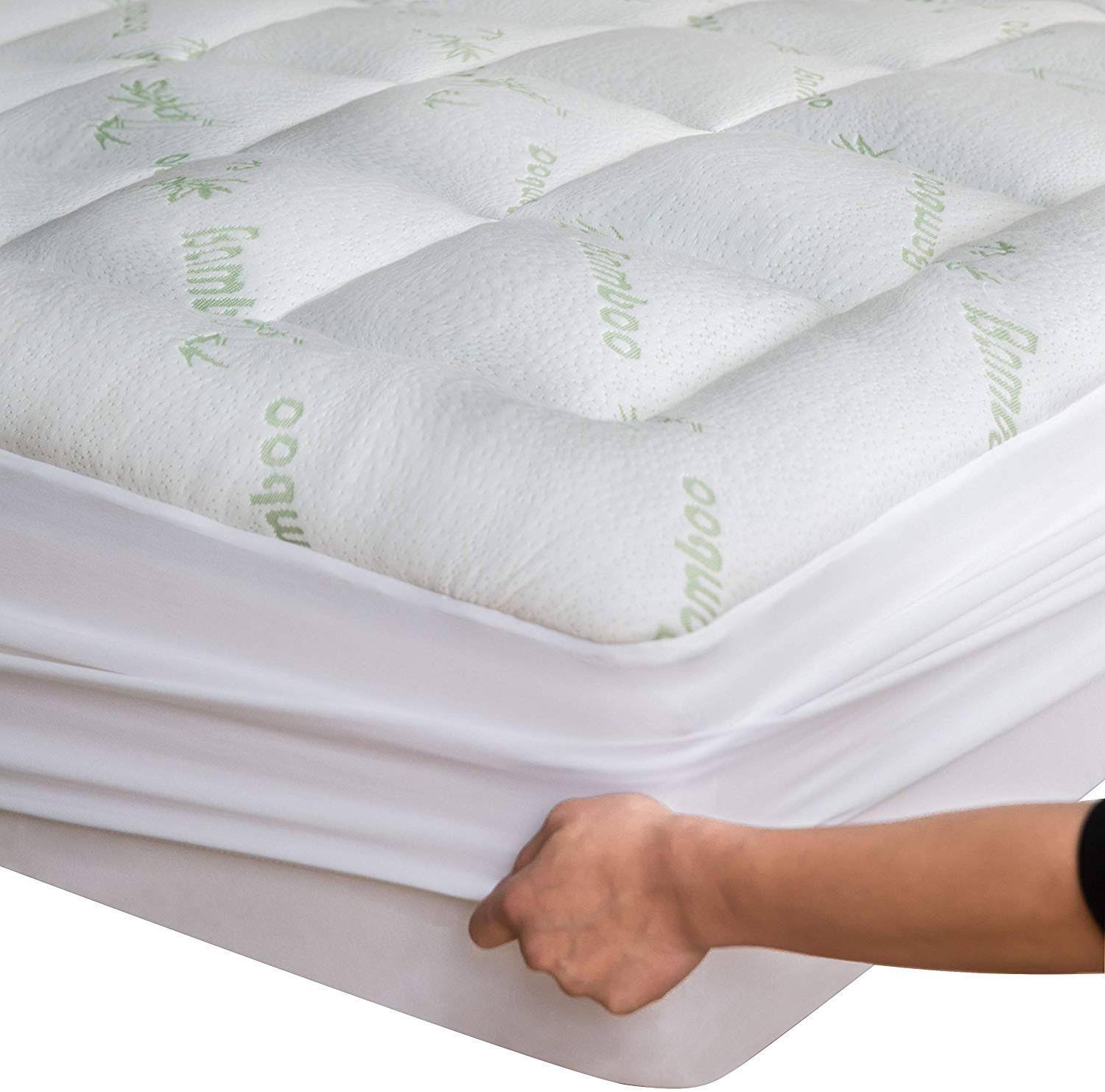 2a62bcd1888761a1ca6192b2615ec8ca3ac767a67986e6abd561cbc4a4f14a38.jpg Niagara Sleep Solution Viscose Made from Bamboo Full Mattress Topper - Thick Cooling Breathable Pillow Top Mattress Pad for Back Pain Relief - Deep - Image 1